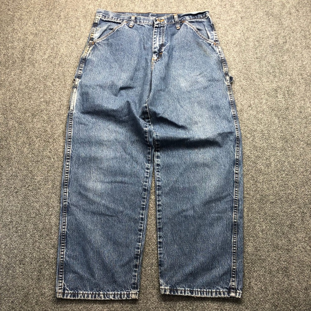 Baggy Mens 33x30 Carpenter Jeans Medium Wash Denim Loose Fit